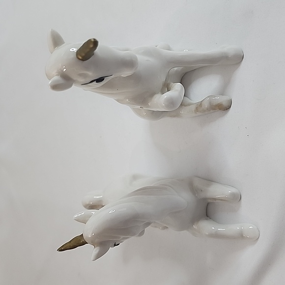Vintage Porcelain Enesco White and Gold Unicorn Figurines - Picture 6 of 14